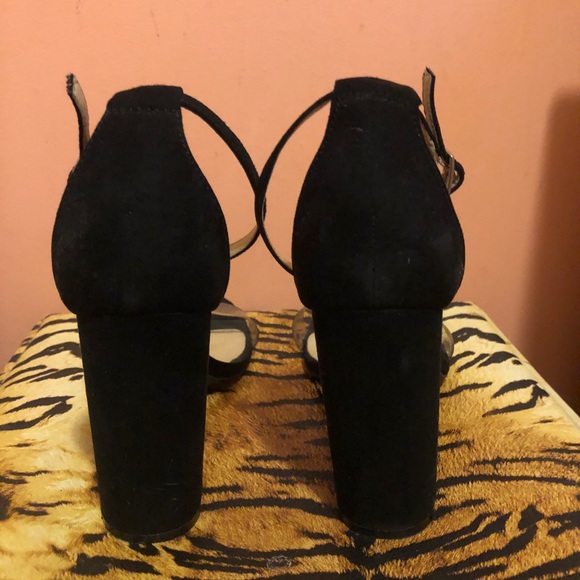 Clear Transparent and Black faux suede high heels - sz 8 - Picture 3 of 3